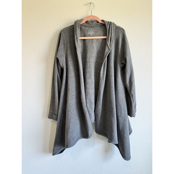 Cuddl Duds Women's Gray Fleece Cardigan Sweater Jacket Stretch 1X/2X - Picture 1 of 12
